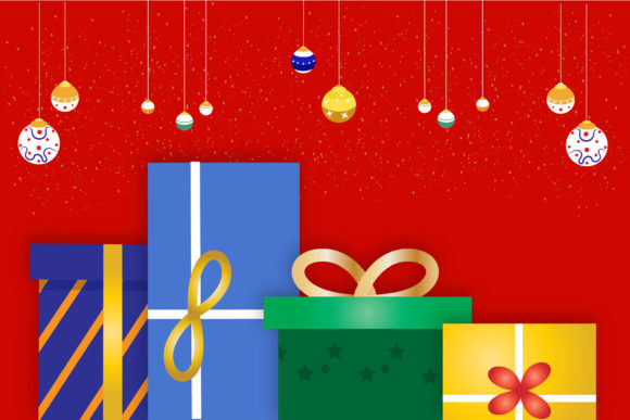 Christmas Background Gift Bulb Vector