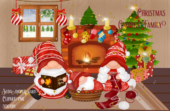 Christmas Cute Family Gnomes Clipart