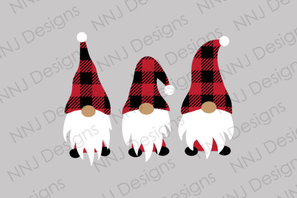 Christmas Gnome Buffalo Plaid Hats Illustrations
