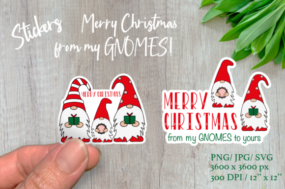 Christmas Gnomes. Christmas Sticker Illustrations
