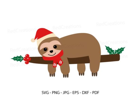 Christmas Sloth Mode, Cute Cartoon Sloth Illustrations