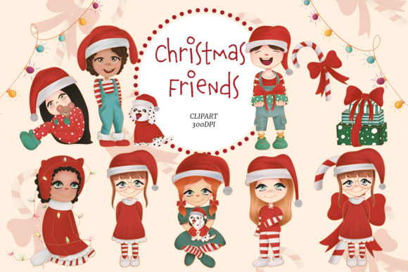 Cute Christmas Clipart and Digital Paper