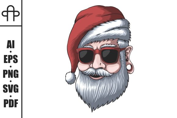 Man Wearing a Santa Hat for Christmas Illustrations