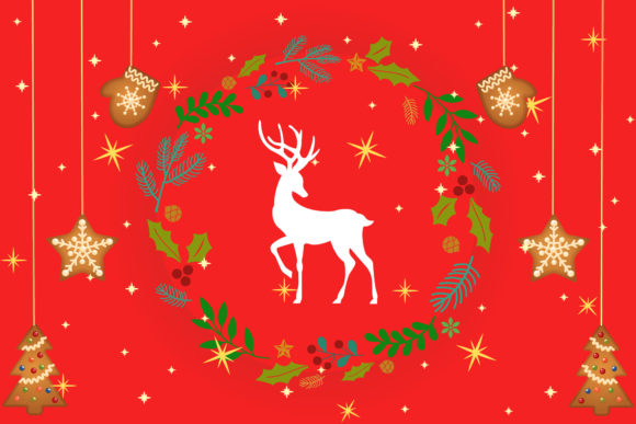 Merry Christmas Background Deer Vector for Festive Branding