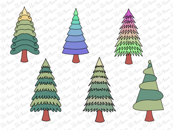 Tree Christmas Illustrations: A Seasonal Design Asset