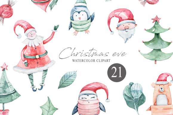 Watercolor Christmas Clipart Winter Illustrations